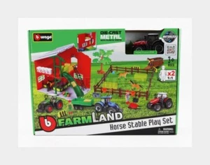 Burago Bu31682-Red Massey Ferguson Set Farm Horse Stable Play 8740S Tractor 2016 - Picture 1 of 2