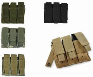 NEW Military Style Tactical Triple Pistol Magazine Mag MOLLE Pouch - SWAT BLACK - Picture 1 of 7