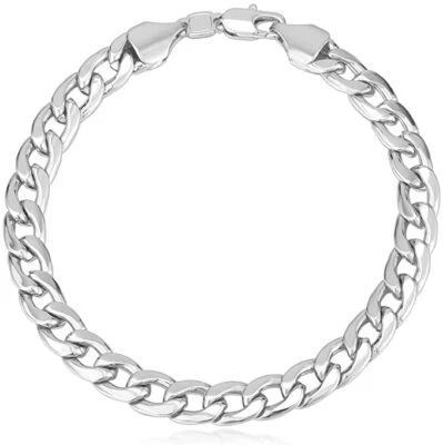 PULSERA CADENA CUBANA U7 CHAPADA EN ORO 18K, 8 1/4" LARGO - ANCHO 7,5MM HOMBRE/MUJER Foto 1 de 2