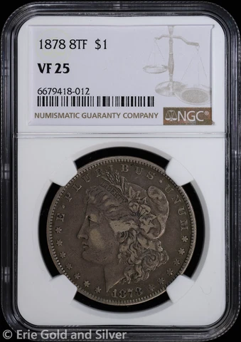 1878-P $1 Morgan Silver Dollar NGC VF 25 | 8TF Cover