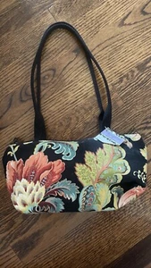 Black colorful Floral fabric handbag by Cloverfields NWT - Picture 1 of 4