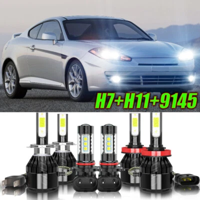 适用于 2007 年现代 Tiburon 组合 LED 车头灯高低光束 + 雾灯灯泡 — 第 1/4 张图片