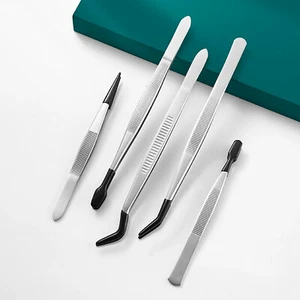 5PCS Entomology Forceps Set Stainless Steel Precision Rubber Tip Tweezers NewwK - Picture 1 of 10