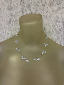 EXPRESS NECKLACE ~ CLUSTERS OF Shades of WHITE Opaque & Translucent BEADS - Picture 1 of 4