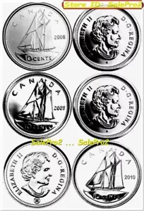 LOTE DE MONEDAS DE 10 CENTAVOS 3x monedas de diez centavos canadienses CANADÁ 2008 2009 2010 RARO NARIZ AZUL ENVÍO RCM - Imagen 1 de 2