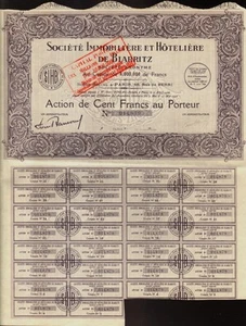 HOTEL : Societe Immobiliere et Hoteliere  de Biarritz, Paris / France dd 1926 - Picture 1 of 1