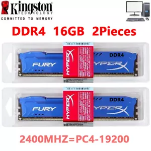 HyperX FURY DDR4 16GB 2400 PC4-19200 Desktop RAM Memory DIMM 288pin 1.2V 2X16GB - Picture 1 of 10