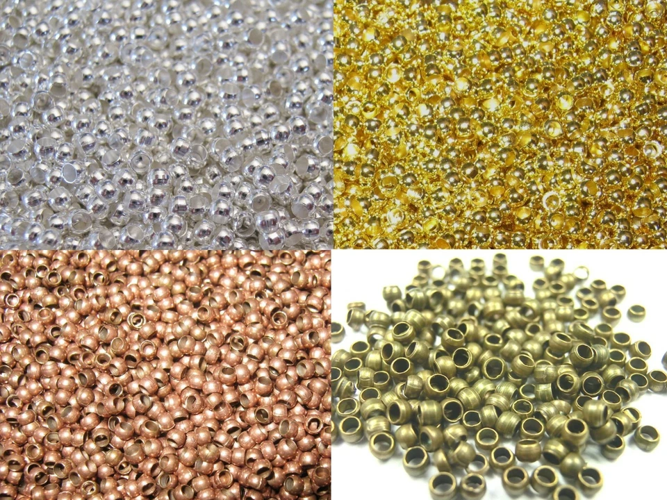 Quetschperlen 200 Spacer 2mm Crimp Farbwahl silber gold bronze kupfer Schmuck - Bild 1 von 1