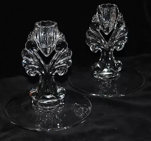 Par de candelabros vintage de vidrio Fostoria art deco - Imagen 1 de 7