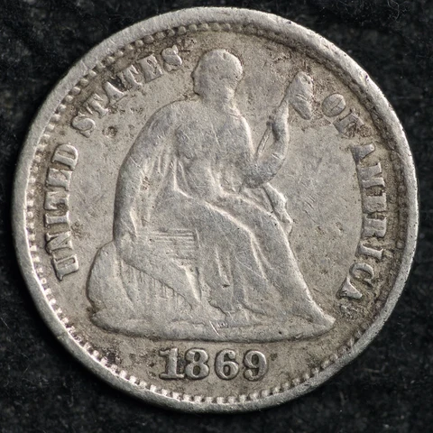 1869-S Seated Liberty Silver Half Dime CHOICE VF FREE SHIPPING E114 UMK Cover