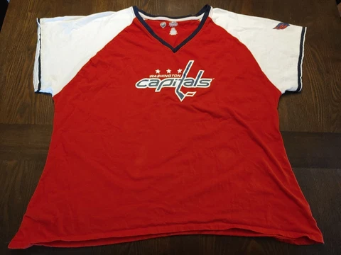 Washington Capitals Jersey Shirt Ladies 2X Red Navy Trim NHL Cover
