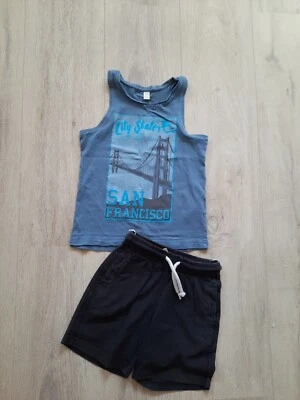 Conjunto de camiseta de verano para niños, camiseta sin mangas [ESPRIT] con motivo y pantalones cortos talla 104 110 ♂️ Foto 1 de 3