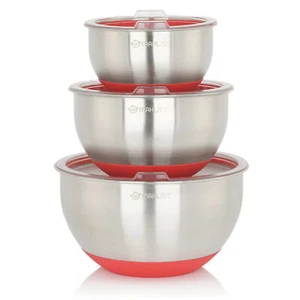 Mahlzeit Edelstahl Schüssel mit Deckel 3 teilig, Salatschüssel, Rührschüssel - Bild 1 von 12