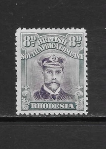 RHODESIA SCOTT 128 MH F/VF - 1913 8p GRAY GREEN & VIOLET - KING GEORGE V - Picture 1 of 2