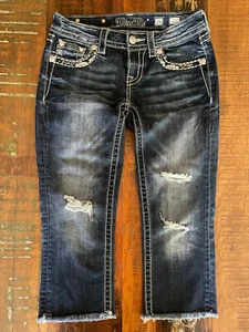 Pantalones de mezclilla para mujer Miss Me Signature dobladillo crudo desgastado de fábrica talla 26 - Imagen 1 de 9