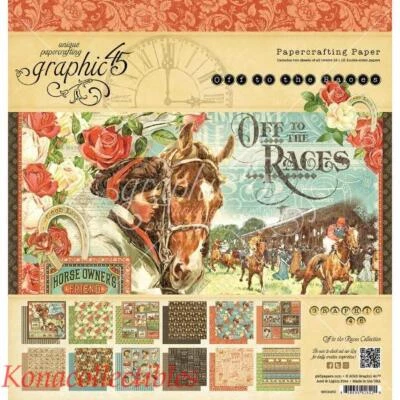 Almohadilla de papel gráfica 45 Off To The Races 12 x 12 24 páginas caballos, trofeos, derby Foto 1 de 4