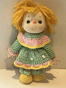 Ice Cream Strawberry Shortcake yarn crocheted pastel plush toy doll Sherbert VTG - Picture 1 of 5