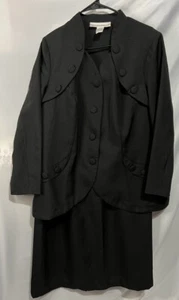 Allison Woods 16W 2pc Jacket and Skirt Suit Black Long Sleeve - Picture 1 of 7