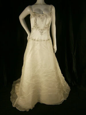 Vestido de novia Anne Barge 8 10 12 mezcla de seda satinado cuentas superior organza correas brillantes Foto 1 de 4