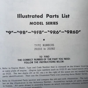 Briggs & Stratton Engine Models 9 To 9r6d Illustrated Parts Catalog List - Picture 1 of 2