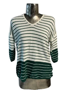 BIANCA Jumper Pullover Size Small 10 Green Stripe Womens Top NEW EU38 RRP £89 - Picture 1 of 13