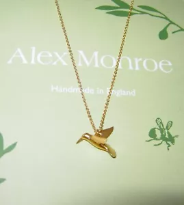ALEX MONROE HUMMINGBIRD PENDANT BIRD NECKLACE 22CT GOLD STERLING SILVER 16" 18" - Picture 1 of 1