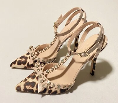 Kate Spade Calf Hair & Leather Jeweled Pointed Bow Heels Women Shoes 6.5B Italy - Image 1 of 4