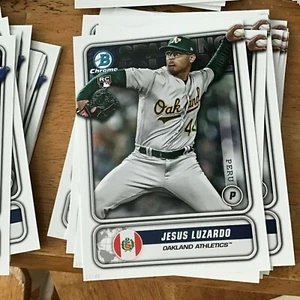 #STG-JL Jesus Luzardo Athletics RC 5x7 ed/49 made 2020 Bowman Spanning The Globe - Foto 1 di 1
