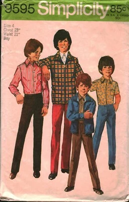 9595 Vintage Simplicity SEWING Pattern Boys Jacket Shirt Pants OOP Sew 1970s  - Image 1 of 3