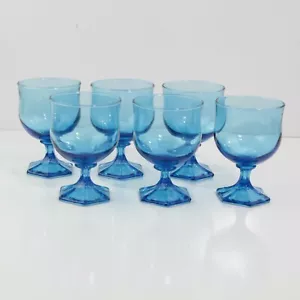 DE COLECCIÓN ANCHOR HOCKING ENCUENTRA 6 COPAS DE VINO DE COPA AZUL - Imagen 1 de 7