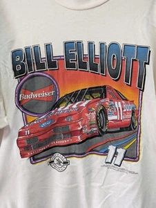 Destressed Vintage 90s 1990 Bill Elliott Budweiser T-Shirt Nascar XL - Bild 1 von 6