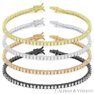 Brazalete tenis de cristal de circonita cúbica de corte redondo de 2,5 mm en plata de ley 925 - Imagen 1 de 5