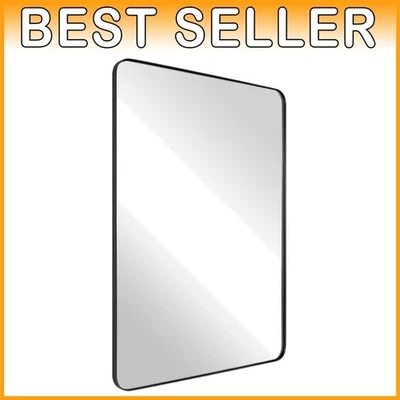 Decorative Black Framed Wall Mirror 22" X 30" Modern - Image 1 of 4