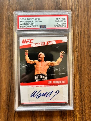 2009 Topps UFC WANDERLEI SILVA Autograph FA-WS PSA 8 NM-MT AUTO 9 - Image 1 of 2