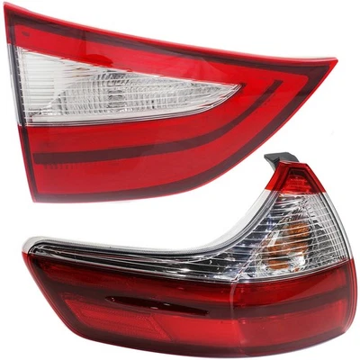 Tail Light Set For 2015-2019 Toyota Sienna LH Inner Outer Clear/Red Halogen/LED - Image 1 of 4
