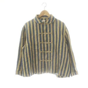 45R / 45rpm Linen Long Blouse Collared Striped Long Sleeve Near MINT - Picture 1 of 5