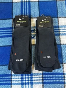 Nike Over The Calf Socks Performance Dri-Fit Knee-High Large L - Black Set Of 2 - Picture 1 of 4