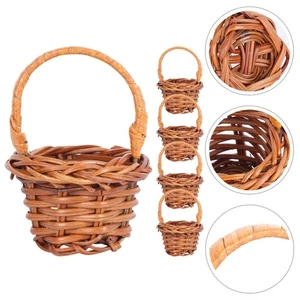 5 Stück Rattan Einkaufskorb Mini mit Griff Dekokörbe für Zuhause - Bild 1 von 12