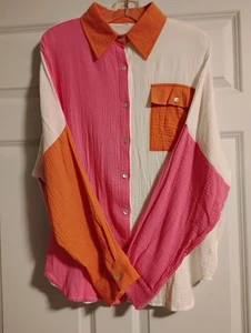 Women's Lightweight Linen Shirt By Our Boutique Size Extra Large Multi-color... - Bild 1 von 6