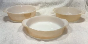 Set Of 3 VTG Fire King Peach Luster Casserole Dishes #450, #446 - Picture 1 of 14