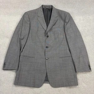 HUGO BOSS Giacca Tuta Uomo 40R Grigio Lana Vergine Super 100 Cappotto Sportivo Vintage USA - Foto 1 di 16