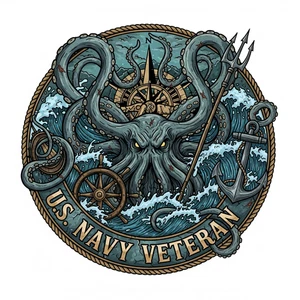 US Navy Veteran Decal - US Navy Kraken Decal - 4" Best Military Decal - Picture 1 of 4