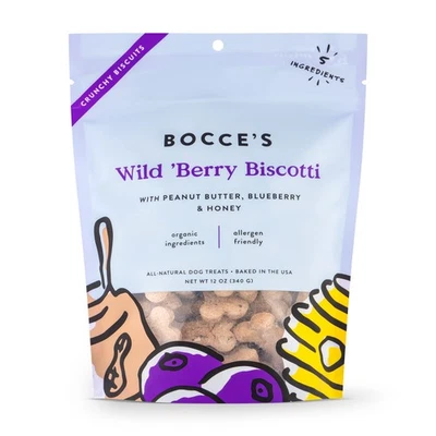 Bocce's Bakery All-Natural, Lote Pequeno, Guloseimas Orgânicas para Cachorros, Wild 'Berry Bisc... - Imagem 1 de 4