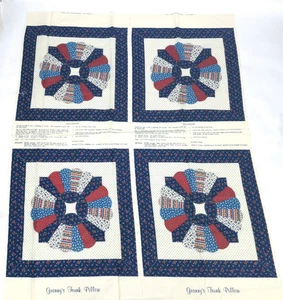 Panel de tela almohada edredón baúl abuela vintage de VIP Cranston azul rojo - Imagen 1 de 8