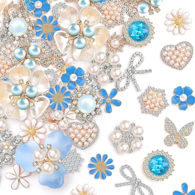 48 Pcs Rhinestone Buttons for Crafts Faux Pearl Embellishments Button Butterfly  - Image 1 of 4