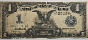 1899 Silber Zertifikat Black Eagle Large Dollar Note 1 $ Speelman and White - Bild 1 von 6