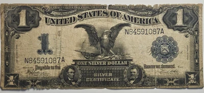1899 Silver Certificate Black Eagle Large Dollar Note $1 Speelman and White - Image 1 of 4