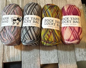 Happy Sheep Sock YARN 75% Wool 25% Nylon 100g 420m Lucky Bag Lot Of 4 - Picture 1 of 9