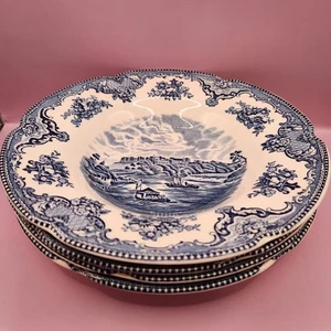 Vintage Set Of 4 Johnson Bros Old Britain Castle Soup Bowls, 8.75" Diameter - Picture 1 of 8