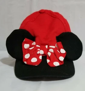 Cappello Berretto Minnie Mouse Disney Snapback Orecchie Rosso Nero Originale  - Foto 1 di 4